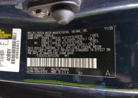 2006 Toyota Sienna Le z USA, uszkodzony, nr VIN 5TDZA23C36S422260